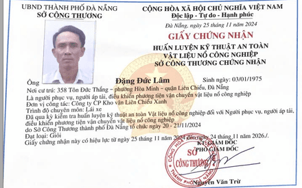 Liên Chiểu Xanh đã có chứng nhận vận chuyển hàng nguy hiểm xăng ,dầu và vật liệu cháy nổ công nghiệp.